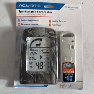 Acurite SPORTSMAN FORECASTER WEATHER STATION - KNOW WHEN TO HUNT & FISH! - NEW